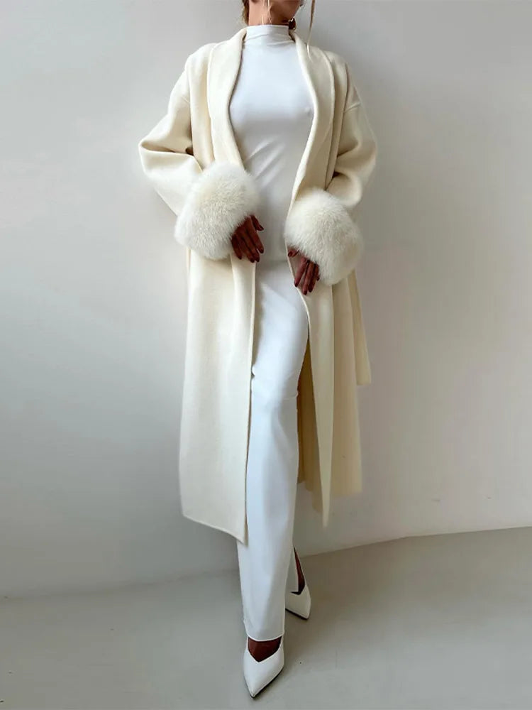 Elegant Lace-Up Wool Coat – 2025 Street Style