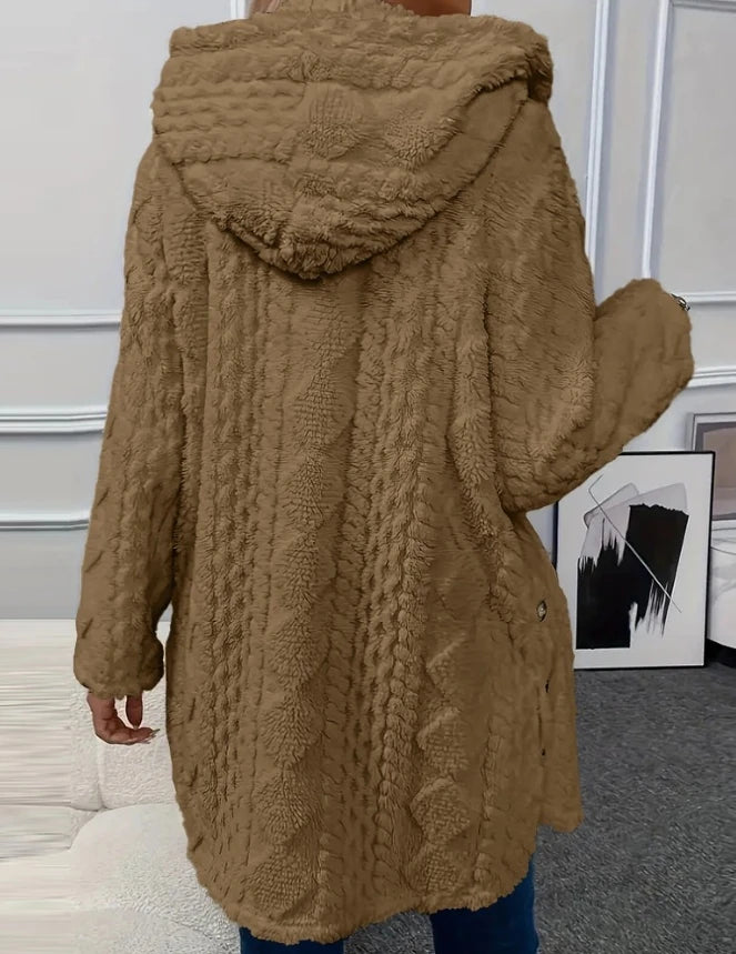 Argyle Fleece Hooded Coat – Casual Autumn Chic