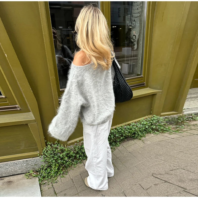 Sexy One-Shoulder Knit Sweater – 2025 Elegant Fit