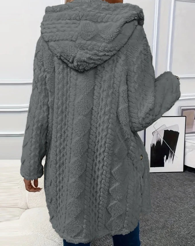 Argyle Fleece Hooded Coat – Casual Autumn Chic