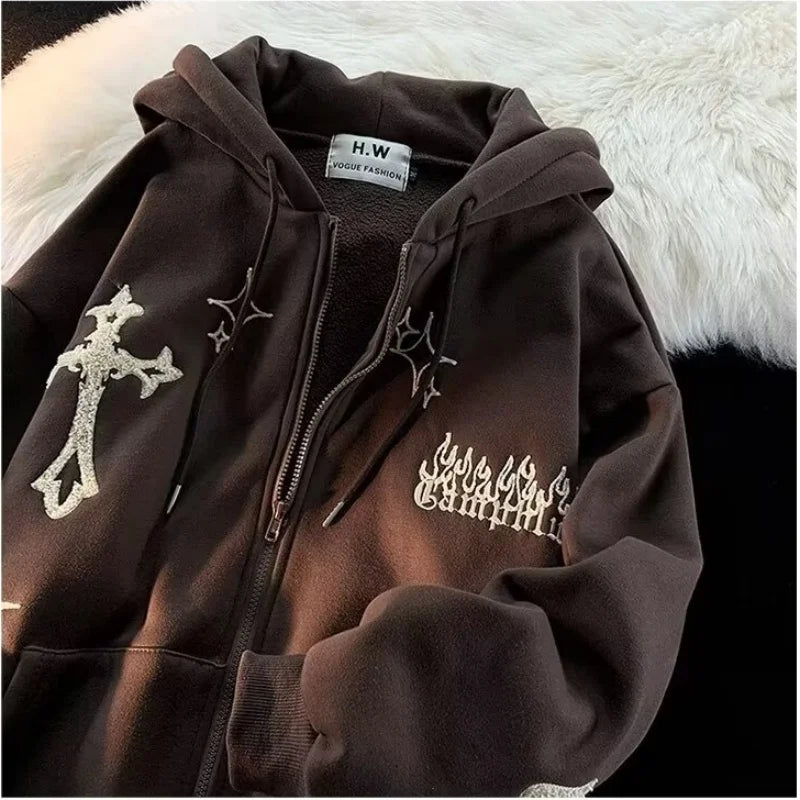 Retro Y2K Autumn Winter Hooded Coats