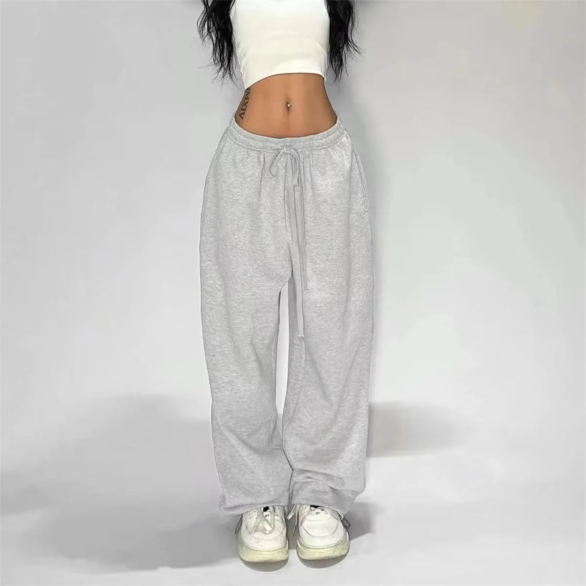 High-Waist Lace-Up Joggers – Y2K Street Style