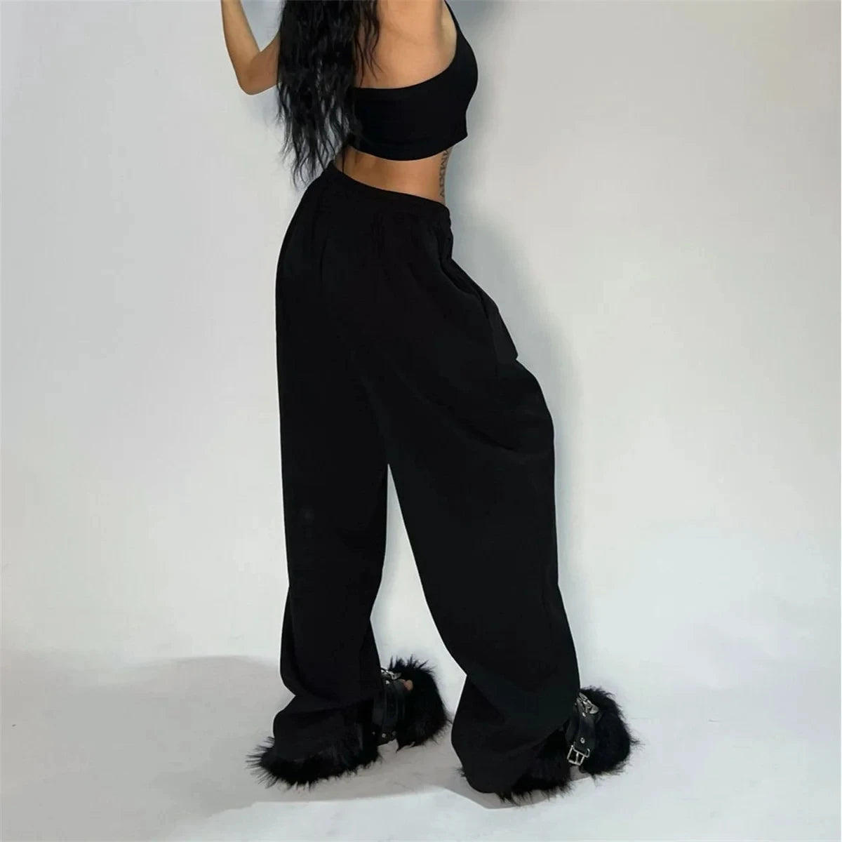High-Waist Lace-Up Joggers – Y2K Street Style