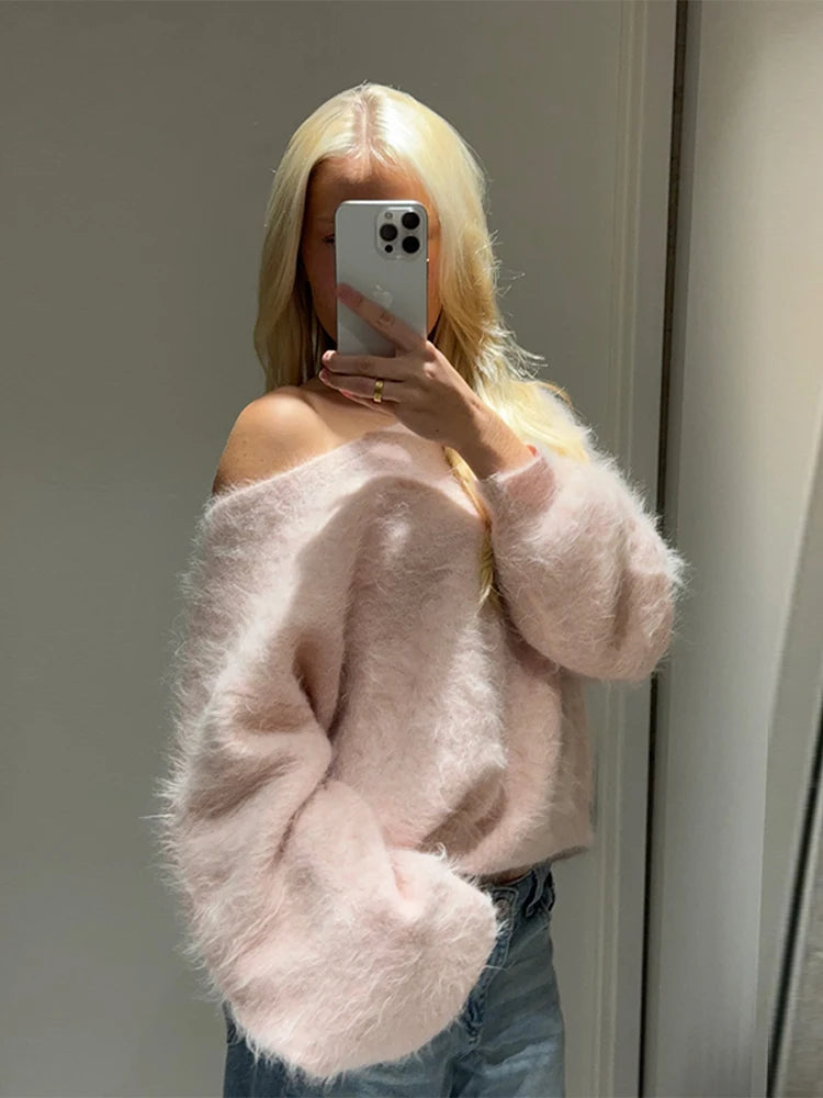 Sexy One-Shoulder Knit Sweater – 2025 Elegant Fit