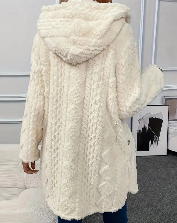 Argyle Fleece Hooded Coat – Casual Autumn Chic