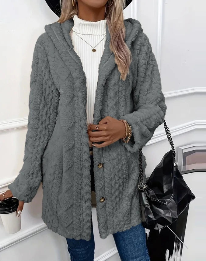 Argyle Fleece Hooded Coat – Casual Autumn Chic