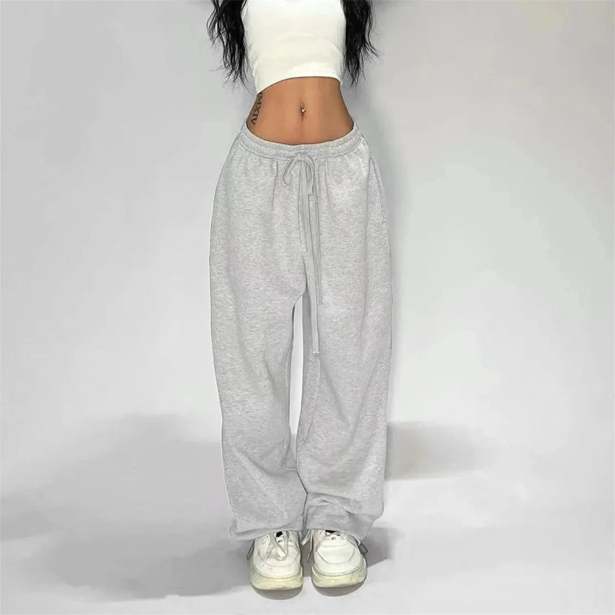 High-Waist Lace-Up Joggers – Y2K Street Style