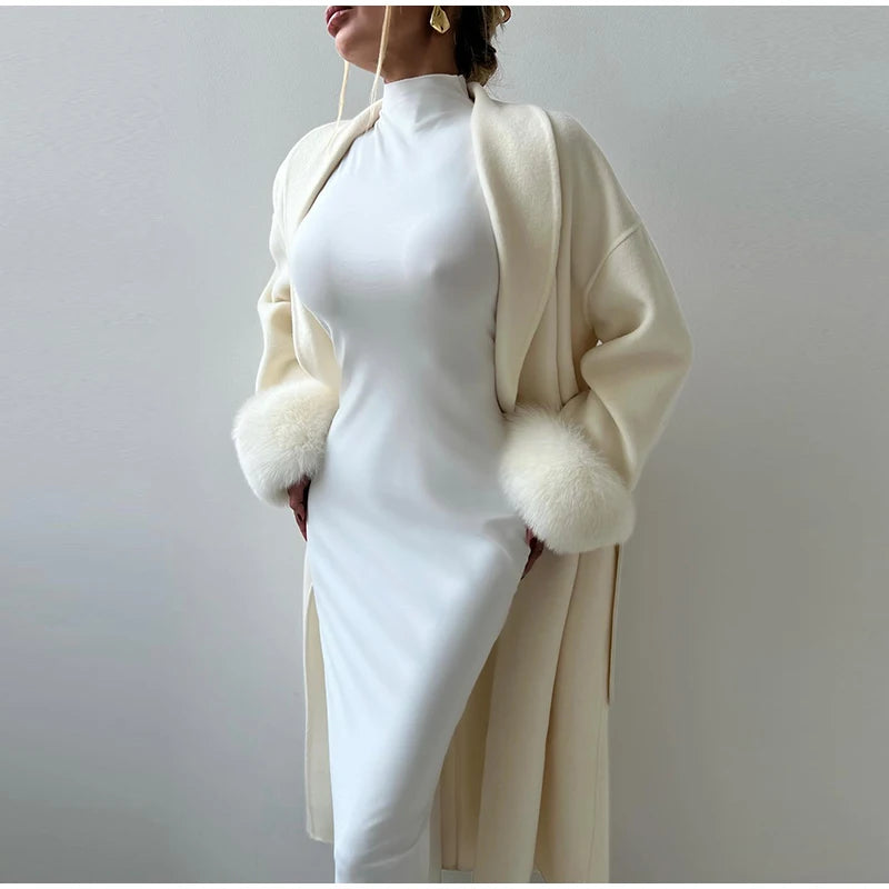 Elegant Lace-Up Wool Coat – 2025 Street Style