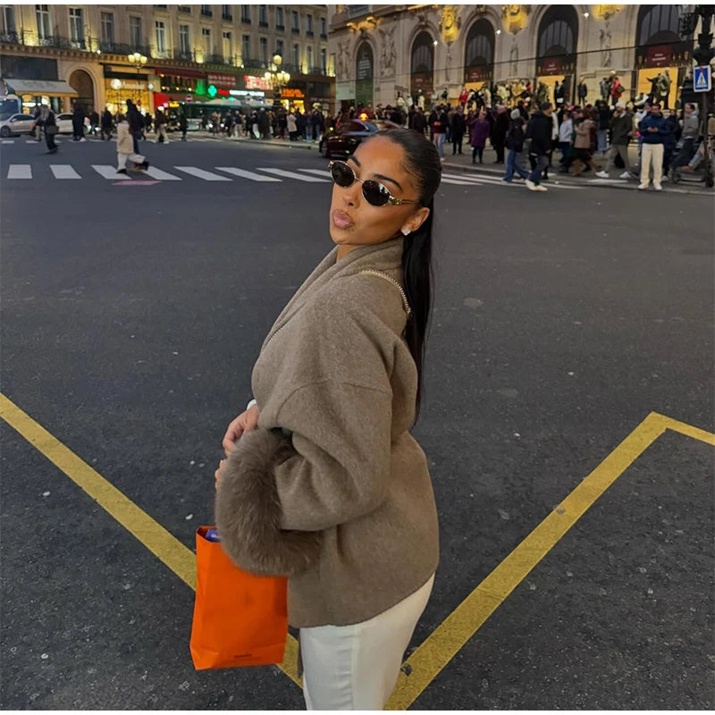 Belted Fuzzy Cuff Coat – 2025 Street Elegance