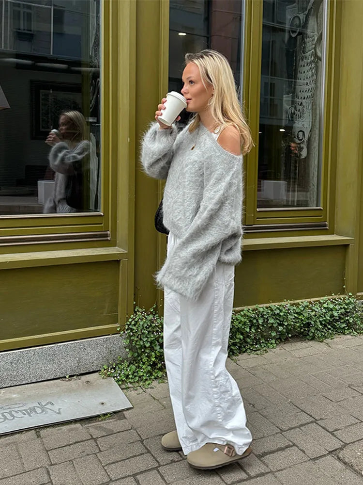 Sexy One-Shoulder Knit Sweater – 2025 Elegant Fit