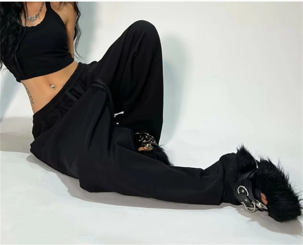 High-Waist Lace-Up Joggers – Y2K Street Style