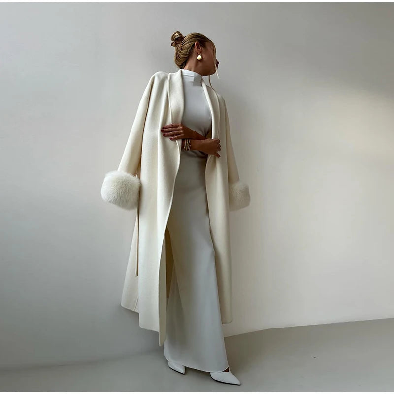 Elegant Lace-Up Wool Coat – 2025 Street Style