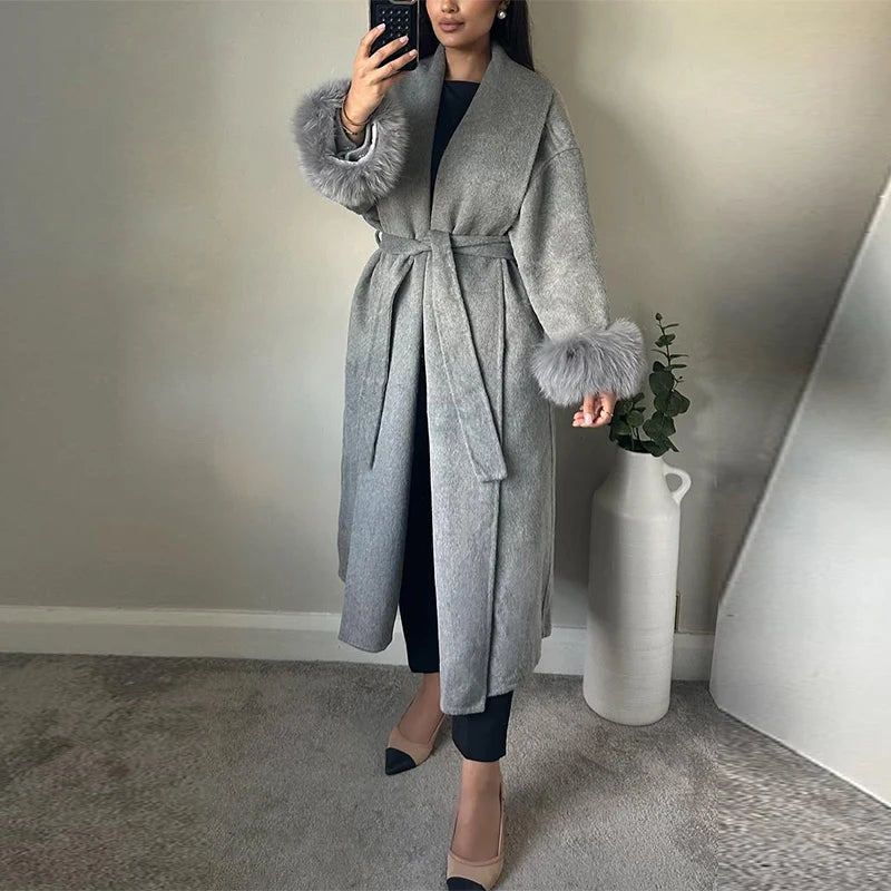Elegant Lace-Up Wool Coat – 2025 Street Style
