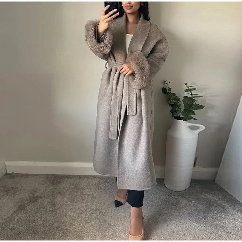 Elegant Lace-Up Wool Coat – 2025 Street Style