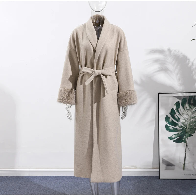 Elegant Lace-Up Wool Coat – 2025 Street Style