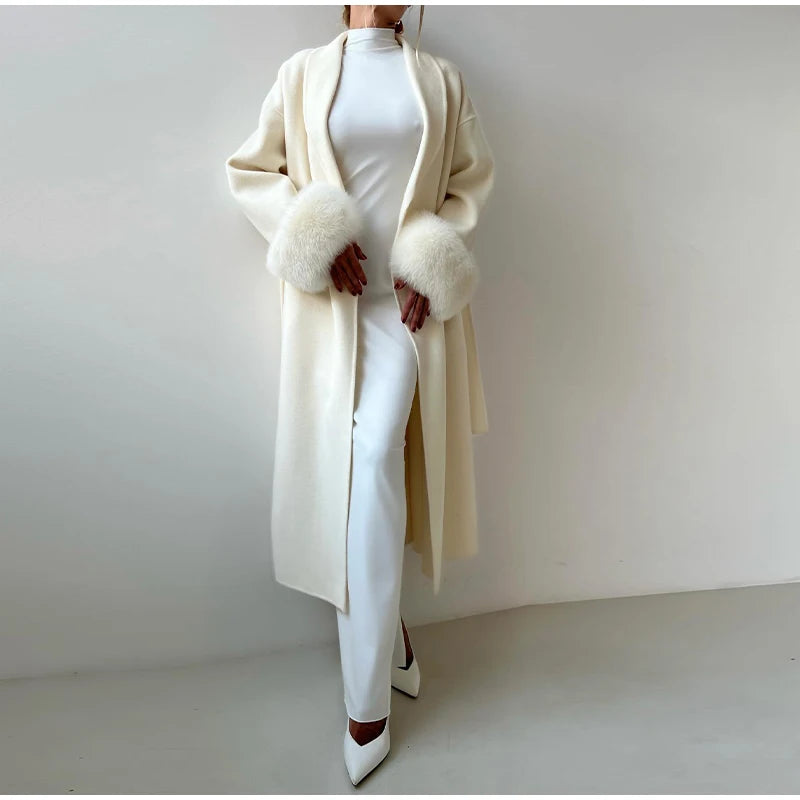 Elegant Lace-Up Wool Coat – 2025 Street Style