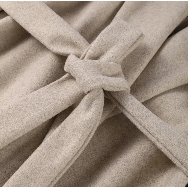 Elegant Lace-Up Wool Coat – 2025 Street Style